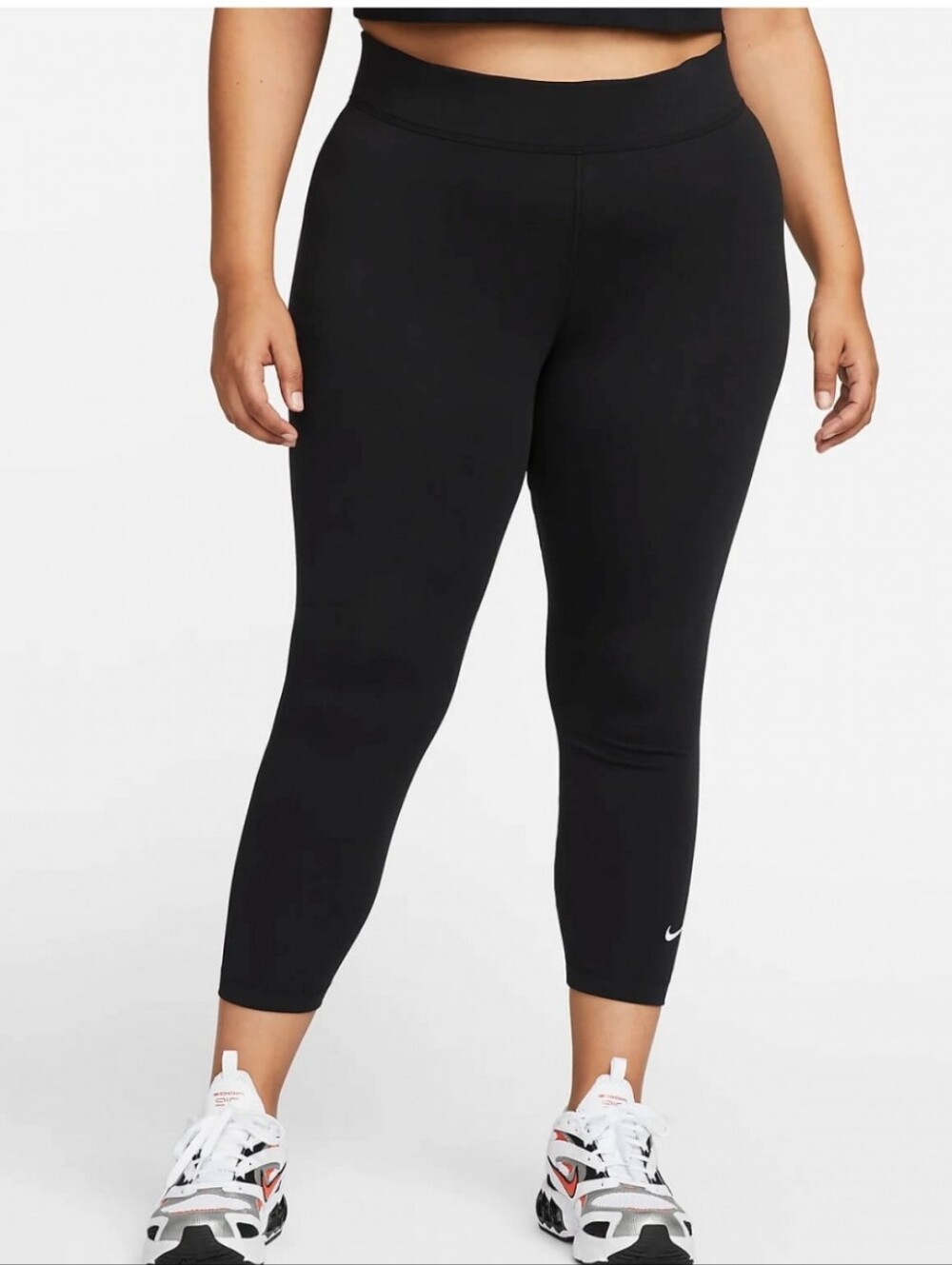 Nike Womens Plus Size 2XL Tight Fit Mid Rise 7/8 Length Black Leggings DM9284